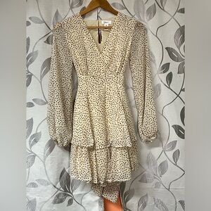 Cream polka dot dress long sleeve